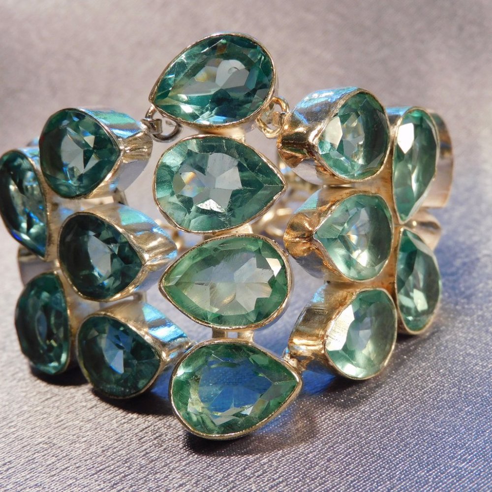 925 Faceted Blue Topaz Toggle Bracelet